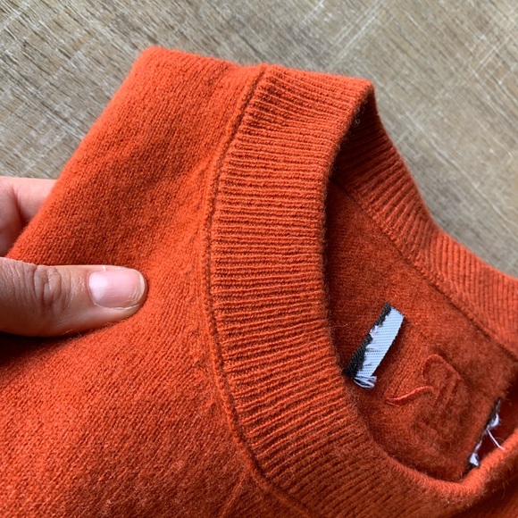Banana Republic 100% Cashmere Sweater Mens L Crew BR Logo Orange Jumper pullover - Picture 4 of 12